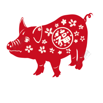 猪年剪纸窗花 喜庆福气猪PSD模板免费下载，编号33205970